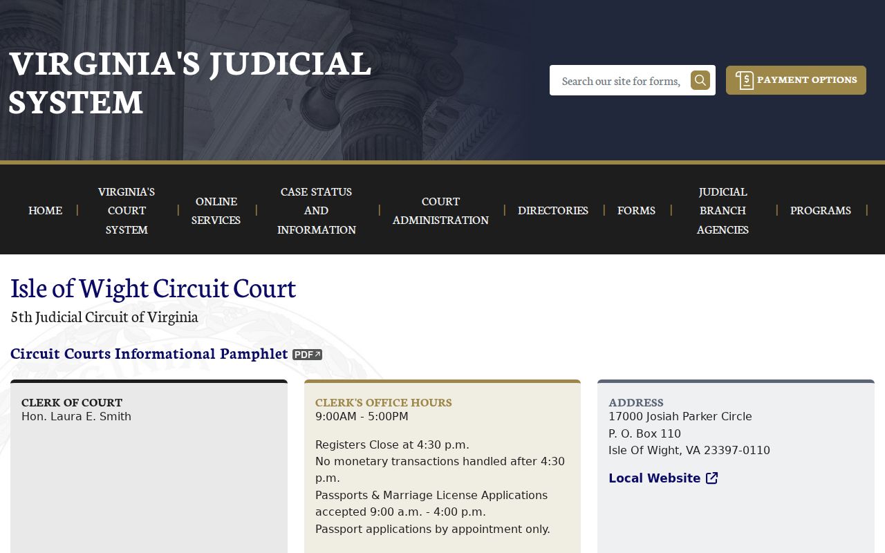 Isle of Wight County Circuit Court bench warrant and capias records